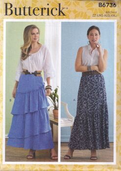 BUTTERICK B6736 SKIRT SEWING PATTERN -SIZE ZZ (L,XL,XXL)