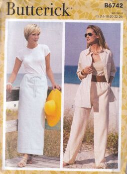 BUTTERICK B6742 SKIRT, SHORTS AND PANTS SEWING PATTERN- SIZE F5 (16,18,20,22,24)