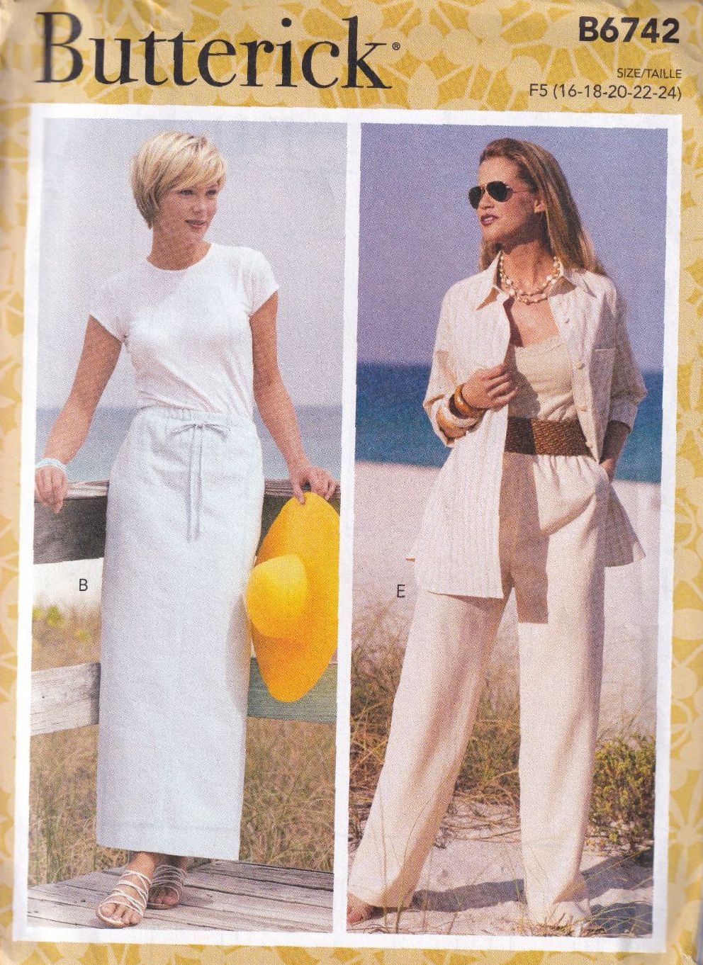 BUTTERICK B6742 SKIRT, SHORTS AND PANTS SEWING PATTERN- SIZE F5 (16,18,20,2