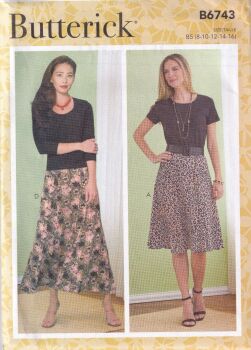 BUTTERICK B6743 SKIRT SEWING PATTERN- SIZE B5 (8,10,12,14,16)