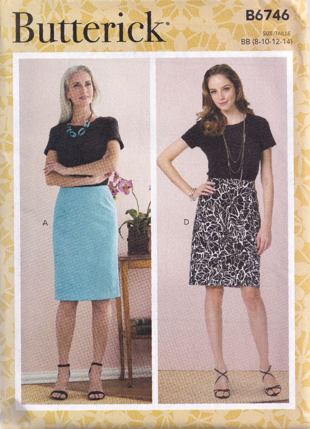 BUTTERICK B6746 SKIRT AND BELT SEWING PATTERN-SIZE BB(8,10,12,14)