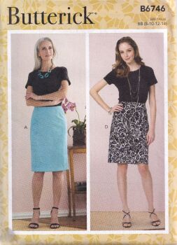 BUTTERICK B6746 SKIRT AND BELT SEWING PATTERN-SIZE BB(8,10,12,14)