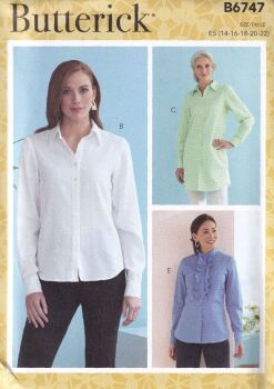 BUTTERICK B6747 SHIRTS SEWING PATTERN- SIZE E5(14,16,18,20,22)