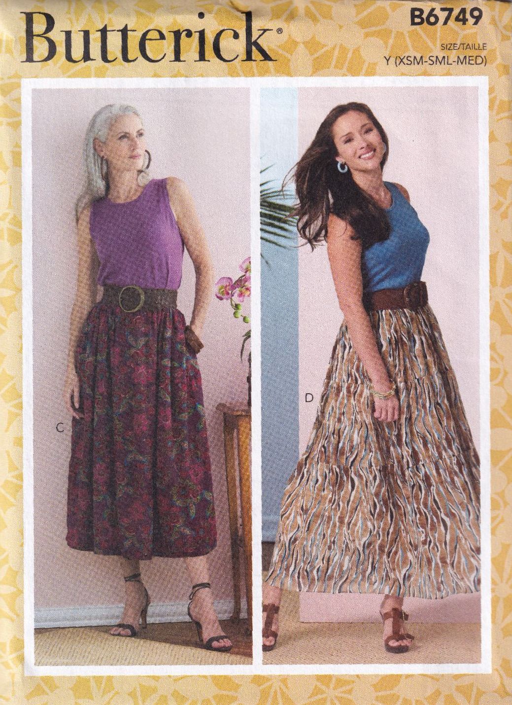 BUTTERICK B6749 SKIRTS SEWING PATTERN-SIZE Y(XS,S,M)