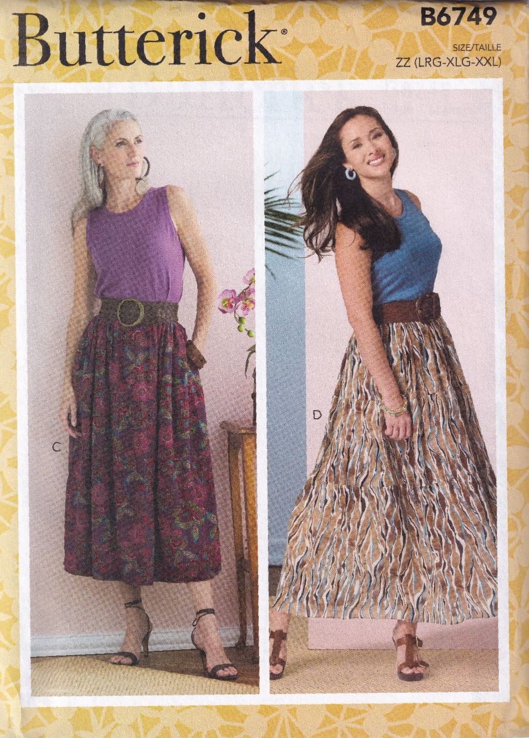 BUTTERICK B6749 SKIRTS SEWING PATTERN-SIZE ZZ(L,XL,XXL)