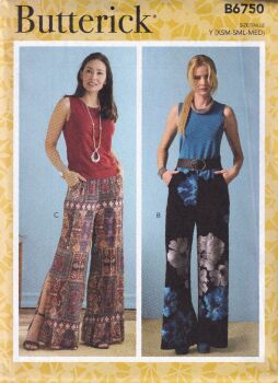 BUTTERICK B6750 SHORTS AND PANTS SEWING PATTERN- SIZE Y (XS,S,M)