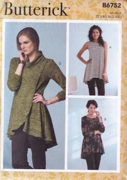 BUTTERICK B6752 TUNIC SEWING PATTERN- SIZE ZZ(L,XL,XXL)
