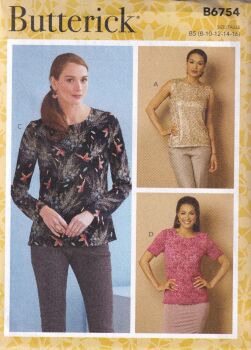 BUTTERICK B6754 TOP WITH CUP SIZES A/B,C,D SEWING PATTERN-SIZE B5(8,10,12,14,16)