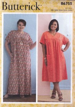 BUTTERICK B6755 DRESS SEWING PATTERNS- SIZE RR(18,20,22,24)