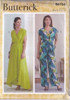 BUTTERICK B6756 DRESS AND JUMPSUIT SEWING PATTERN- SIZE A5(6,8,10,12,14)