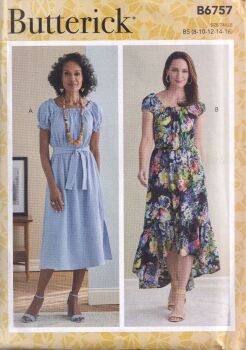 BUTTERICK B6757 DRESSES SEWING PATTERN-SIZE B5 (8,10,12,14,16)
