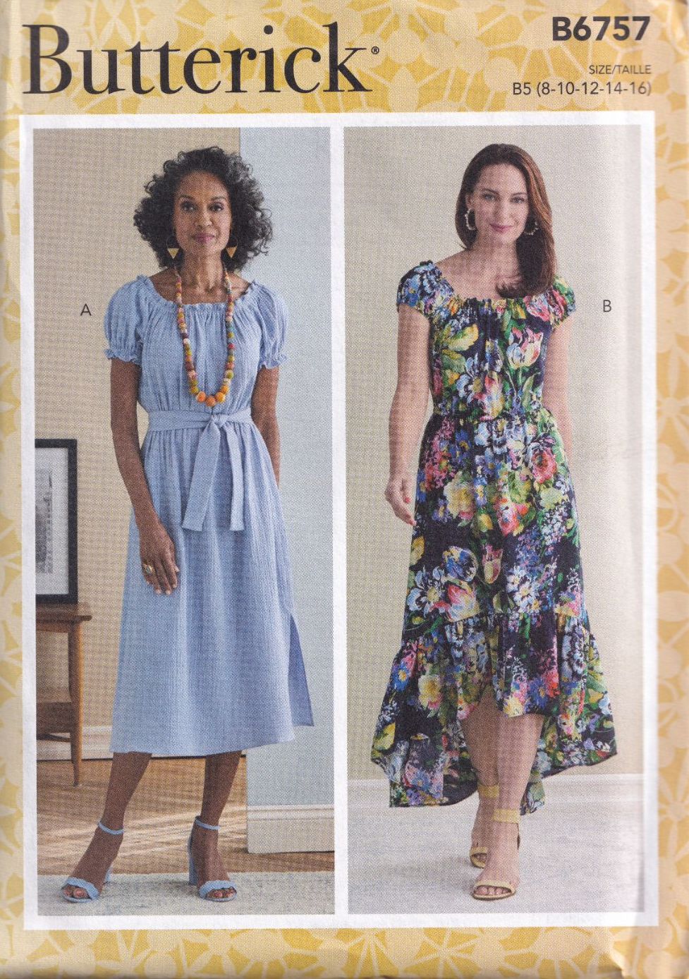 BUTTERICK B6757 DRESSES SEWING PATTERN-SIZE B5 (8,10,12,14,16)