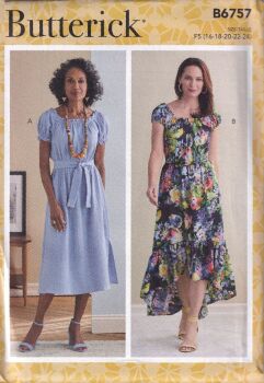 BUTTERICK B6757 DRESSES SEWING PATTERN-SIZE F5 (16,18,20,22,24)