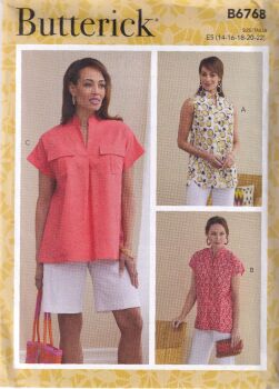 BUTTERICK B6768 TOPS SEWING PATTERN-SIZE E5 (14,16,18,20,22)
