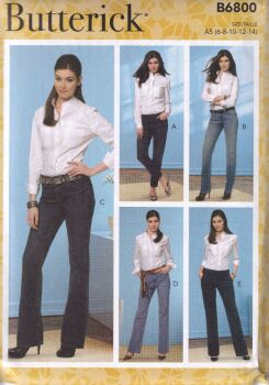 BUTTERICK B6800 JEANS AND TROUSERS SEWING PATTERN- SIZE A5 (6,8,10,12,14)