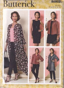 BUTTERICK B6802 JACKET, DRESS AND PANTS SEWING PATTERN-SIZE A5 (6,8,10,12,14)