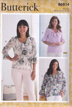 BUTTERICK B6814 TOPS SEWING PATTERN-SIZE B5 (8,10,12,14,16)