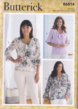 BUTTERICK B6814 TOPS SEWING PATTERN-SIZE RR (18,20,22,24)