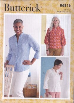 BUTTERICK B6816 TOPS SEWING PATTERN- SIZE A5 (6,8,10,12,14)