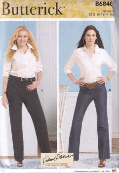BUTTERICK B6840 STRAIGHT LEG/BOOTCUT JEANS SEWING PATTERN-SIZE B5 (8,10,12,14,16)