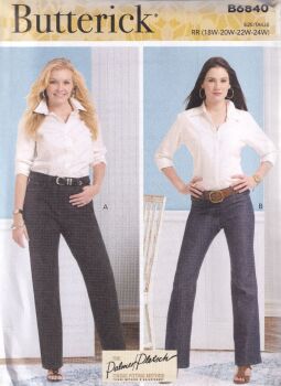 BUTTERICK B6840 STRAIGHT LEG/BOOTCUT JEANS SEWING PATTERN-SIZE RR (18,20,22,24)