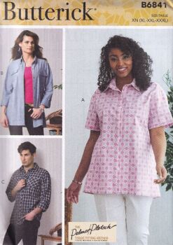 BUTTERICK B6841 SHIRTS SEWING PATTERN-SIZE XN (XL,XX,XXL)