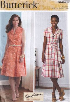BUTTERICK B6843 SHIRT DRESS SEWING PATTERN- SIZE F5 (16,18,20,22,24)
