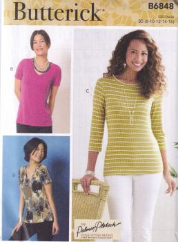 BUTTERICK B6848 TOPS SEWING PATTERN- SIZE B5 (8,10,12,14,16)