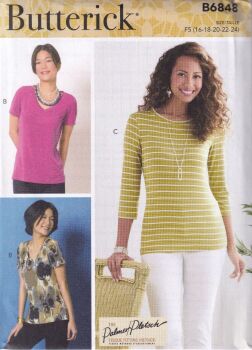 BUTTERICK B6848 TOPS SEWING PATTERN- SIZE F5 (16,18,20,22,24)