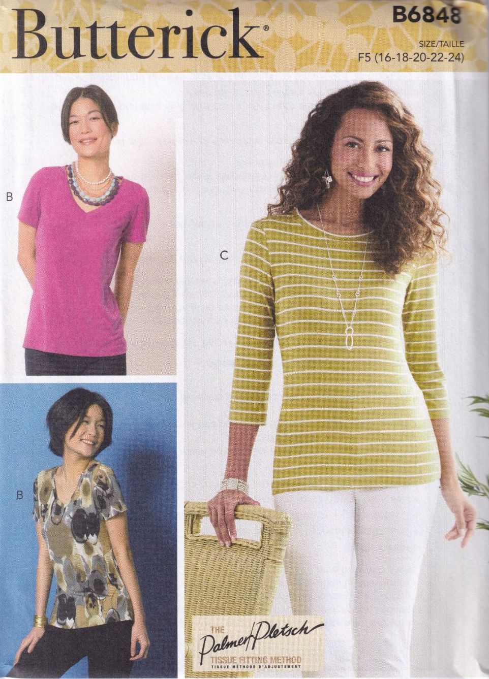 BUTTERICK B6848 TOPS SEWING PATTERN- SIZE F5 (16,18,20,22,24)