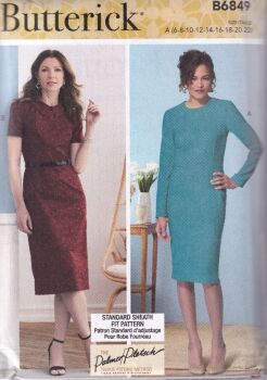 BUTTERICK B6849 DRESSES SEWING PATTERN- SIZE A (6,8,10,12,14,16,18,20,22)