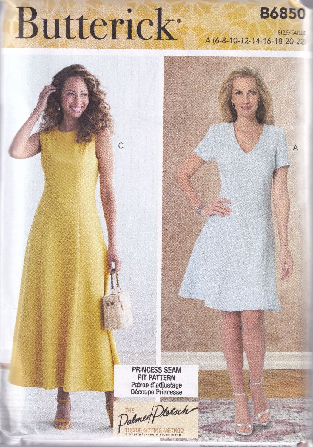 BUTTERICK B6850 DRESSES SEWING PATTERN- SIZE A (6,8,10,12,14,16,18,20,22)