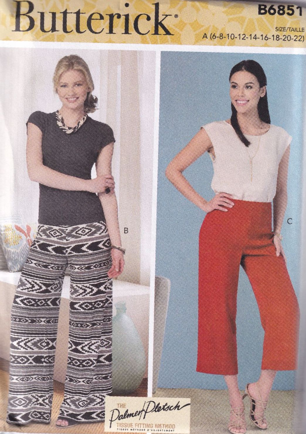 BUTTERICK B6851 SHORTS, CAPRIS AND PANTS SEWING PATTERN-SIZE A (6,8,10,12,1