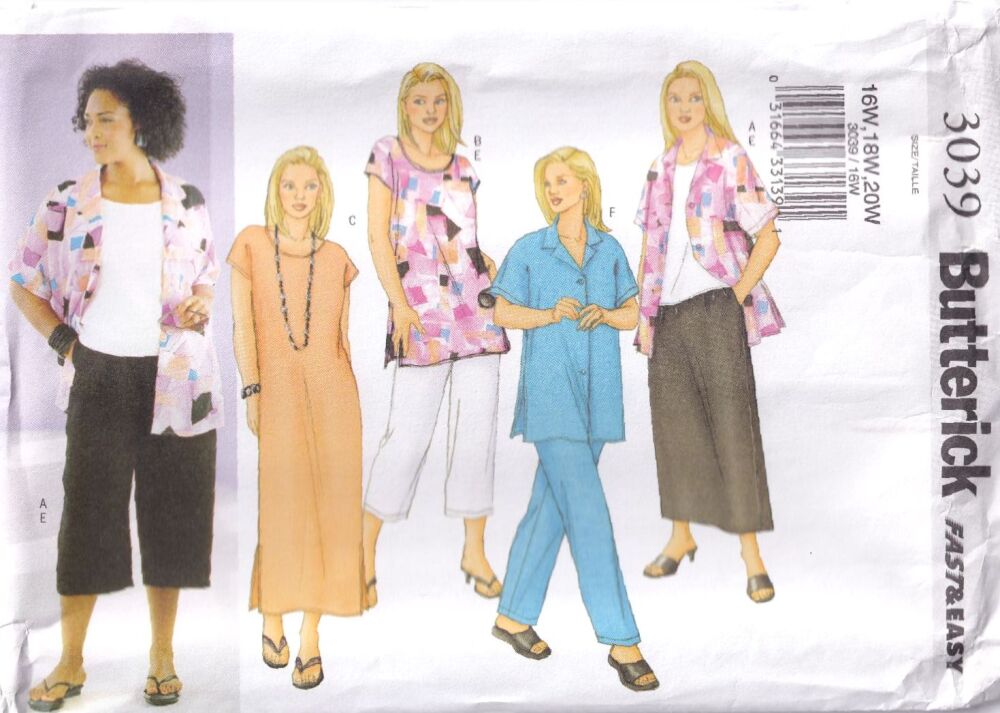 BUTTERICK B3039 WOMENS COLLECTION SEWING PATTERN-SIZE 16,18,20