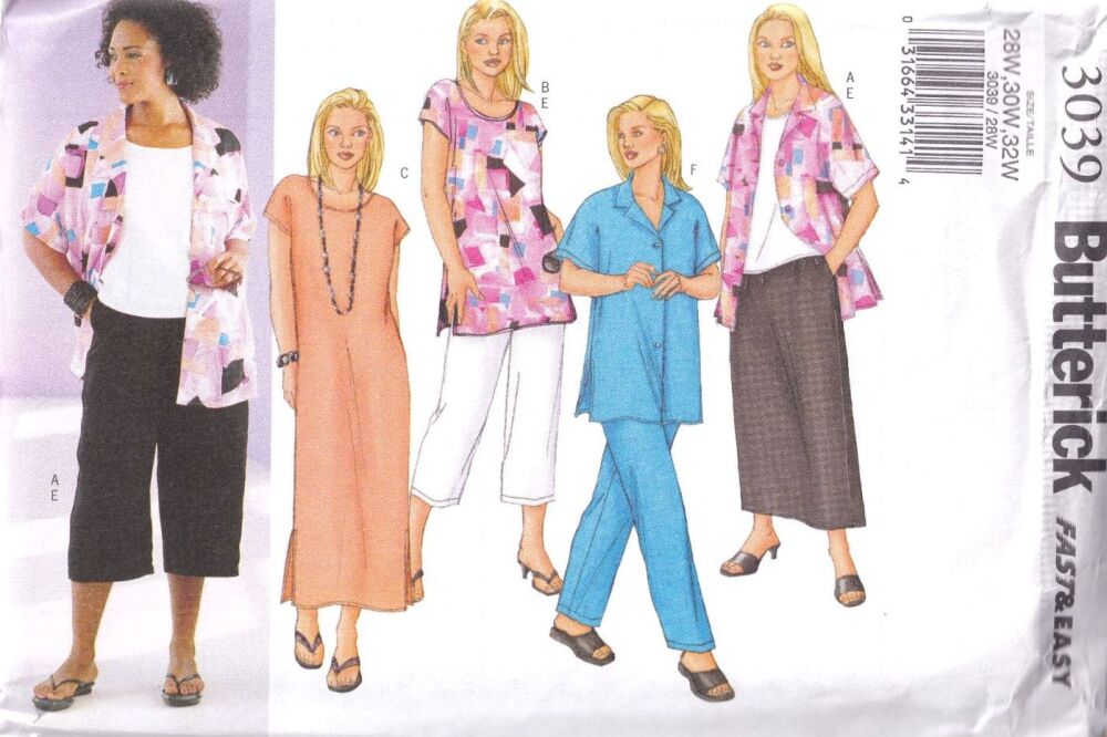 BUTTERICK B3039 WOMENS COLLECTION SEWING PATTERN-SIZE 28,30,32