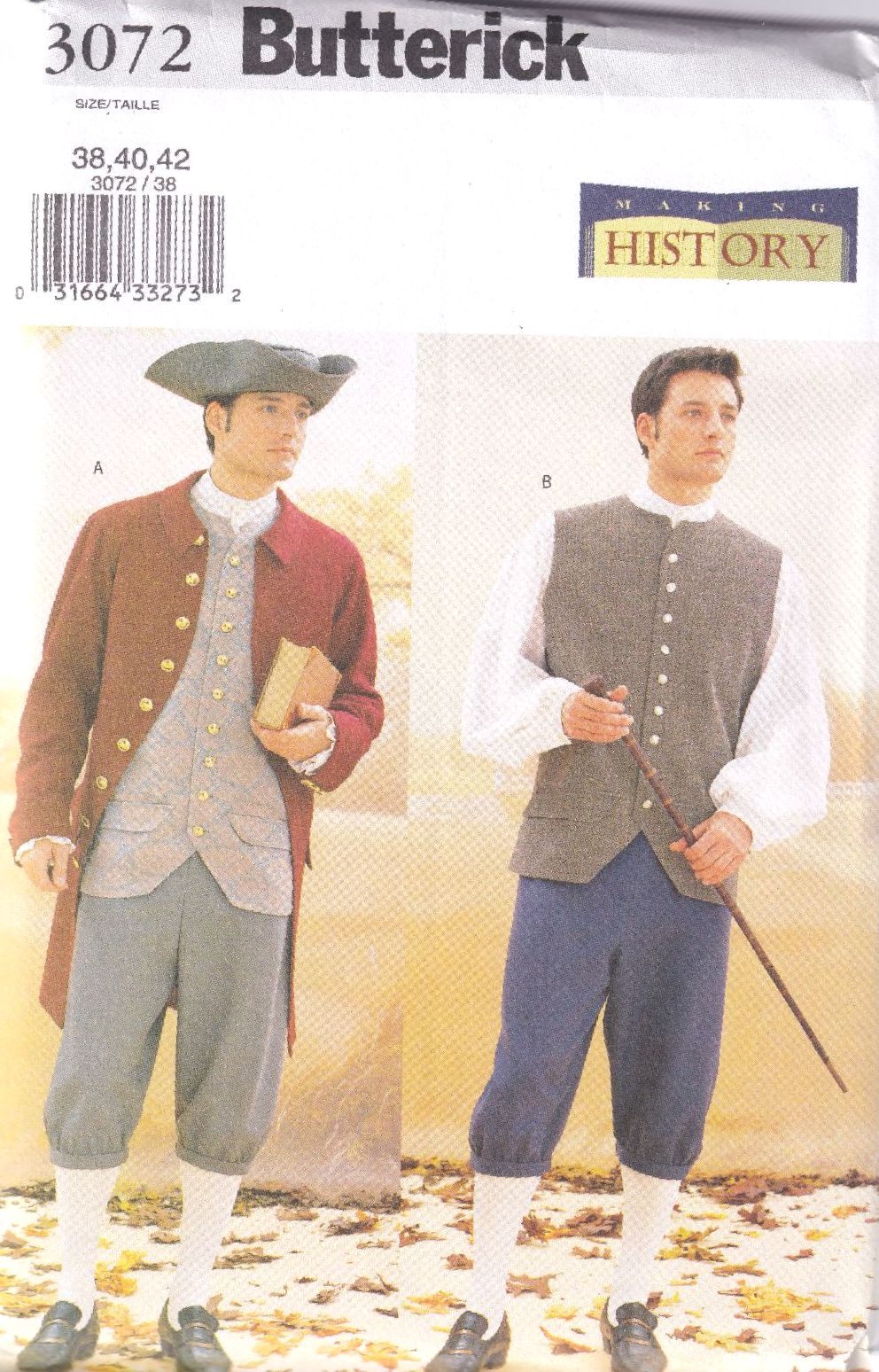 BUTTERICK B3072 HISTORICAL COSTUME SEWING PATTERN- SIZE 38,40,42