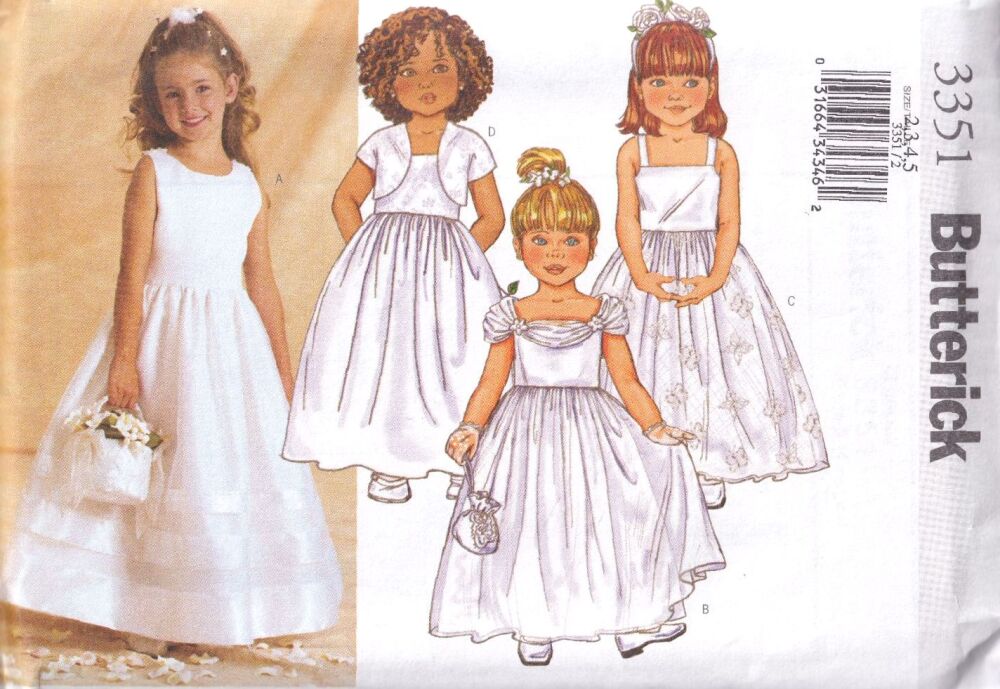 BUTTERICK B3351 GIRLS JACKET AND DRESS SEWING PATTERN- SIZE 2,3,4,5