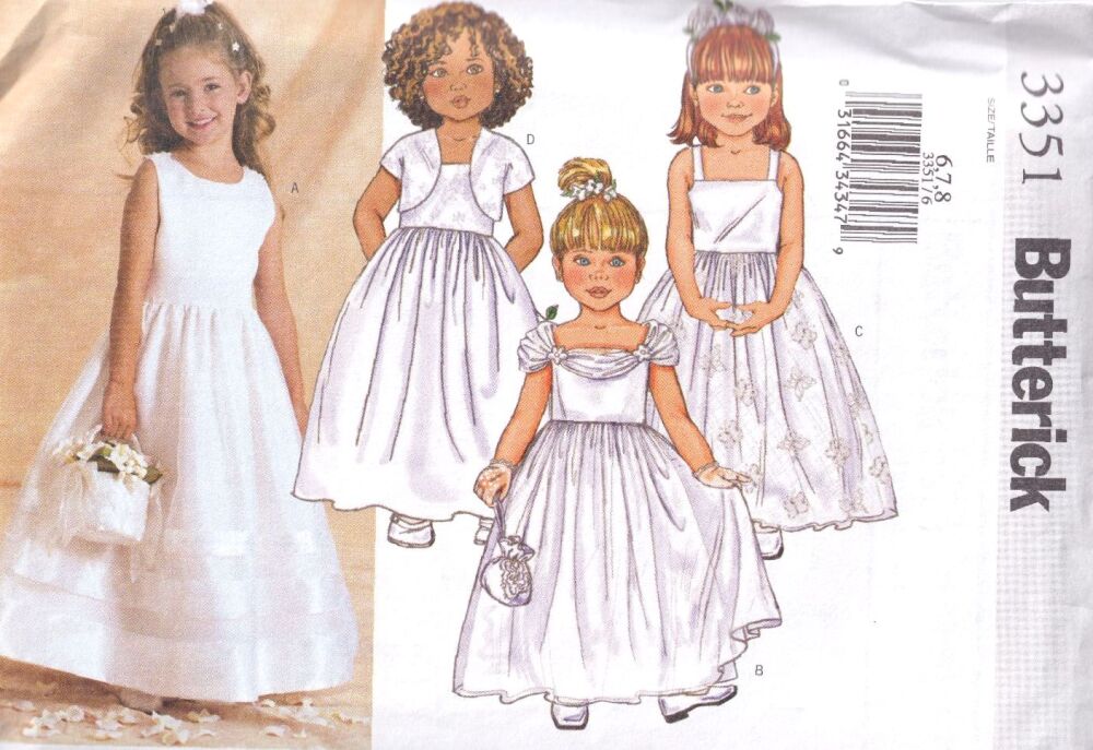 BUTTERICK B3351 GIRLS JACKET AND DRESS SEWING PATTERN- SIZE 6,7,8