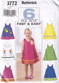 BUTTERICK B3772 CHILDRENS DRESS SEWING PATTERN- SIZE 1,2,3