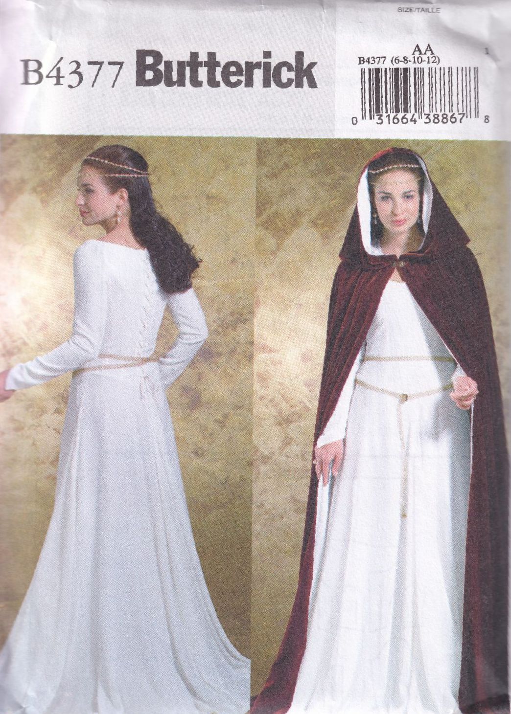 BUTTERICK B4377 COSTUME SEWING PATTERN- SIZE AA (6,8,10,12)