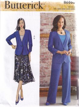 BUTTERICK B6860 JACKET, SKIRT AND PANTS SEWING PATTERN-SIZE RR(18,20,22,24)