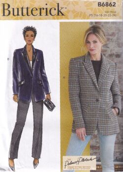 BUTTERICK B6862 JACKET SEWING PATTERN- SIZE F5 (16,18,20,22,24)