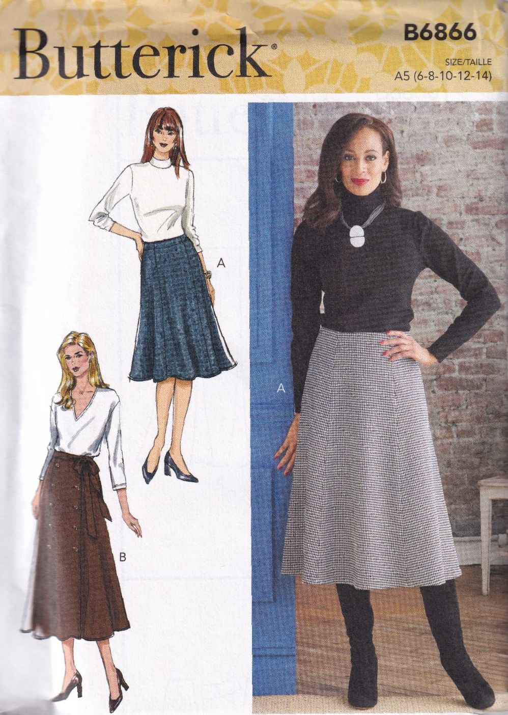 BUTTERICK B6866 SKIRT SEWING PATTERN-SIZE A5 (6,8,10,12,14)