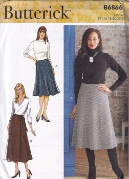 BUTTERICK B6866 SKIRT SEWING PATTERN-SIZE F5 (16,18,20,22,24)