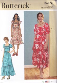 BUTTERICK B6872 DRESSES SEWING PATTERN-SIZE B5 (8,10,12,14,16)