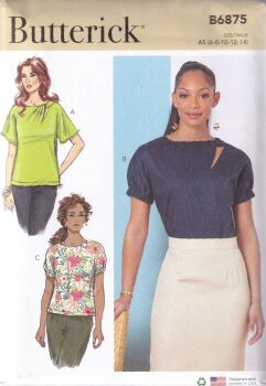 BUTTERICK B6875 TOPS SEWING PATTERN - SIZE A5 (6,8,10,12,14)