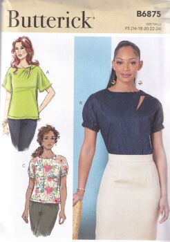 BUTTERICK B6875 TOPS SEWING PATTERN - SIZE F5 (16,18,20,22,24)