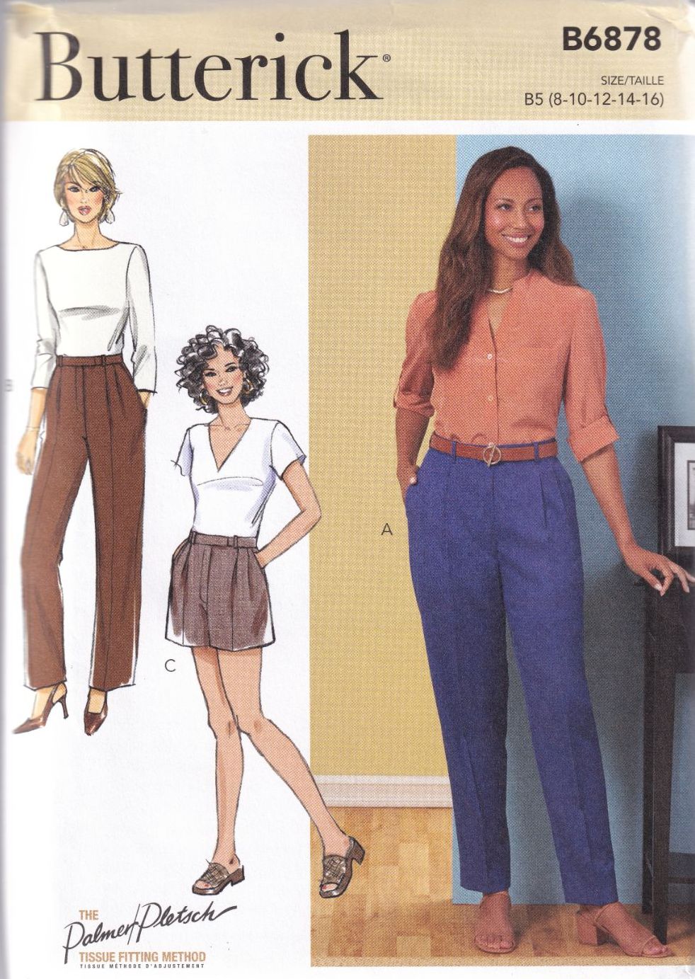 BUTTERICK B6878 PANTS AND SHORTS SEWING PATTERN-SIZE B5 (8,10,12,14,16)