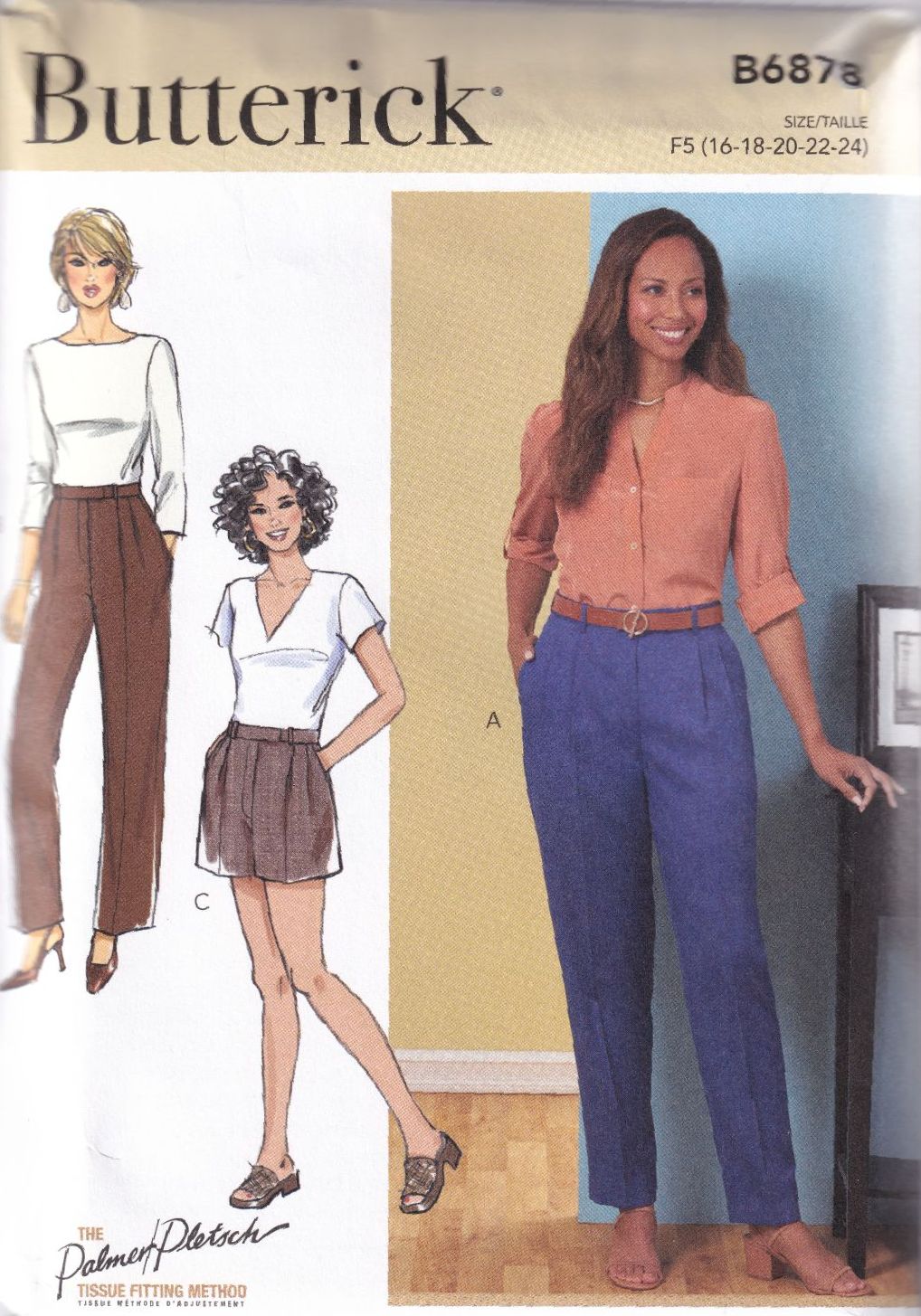 BUTTERICK B6878 PANTS AND SHORTS SEWING PATTERN-SIZE F5 (16,18,20,22,24)