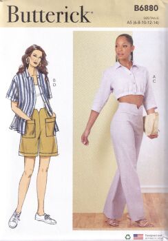 BUTTERICK B6880 SHIRTS, PANTS AND SHORTS SEWING PATTERN-SIZE A5 (6,8,10,12,14)